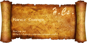 Hancz Csenge névjegykártya